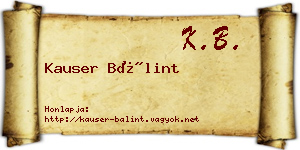 Kauser Bálint névjegykártya